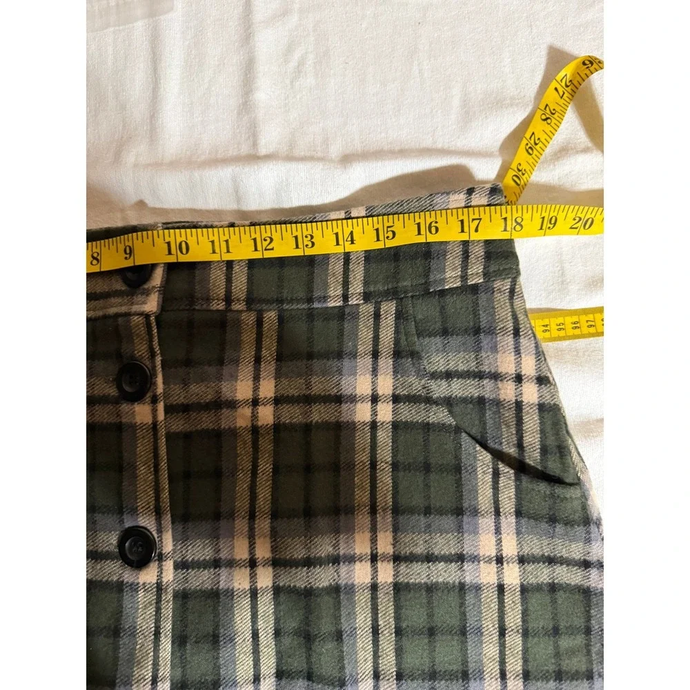 Retrolicious Green‎ Plaid Button Front Mini Skirt XL Cotton Made in USA NWT